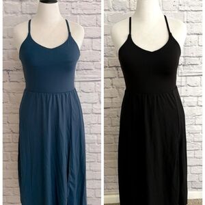 HALARA Teal And Black Midi Dress Set